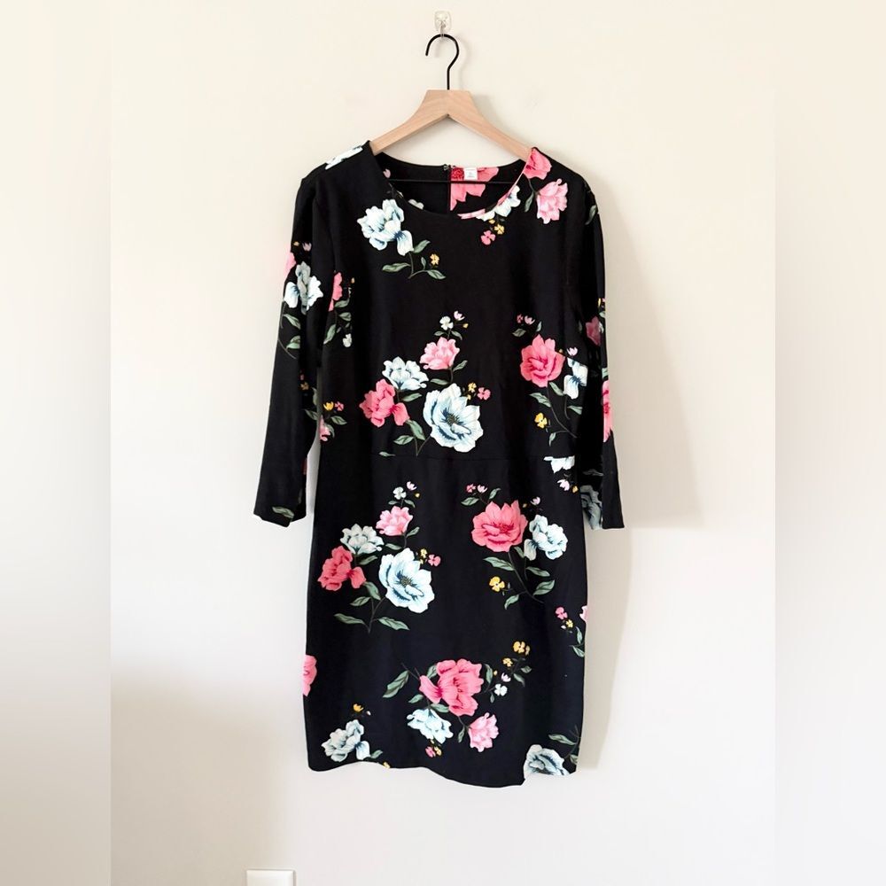 Old Navy Long Sleeve Shift Dress in Black Multi Floral Size XL Tall